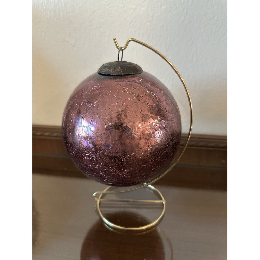 Vintage Purple Kugel‎ Midwest Heavy Crackle Mercury Glass 6" Christmas Ornament